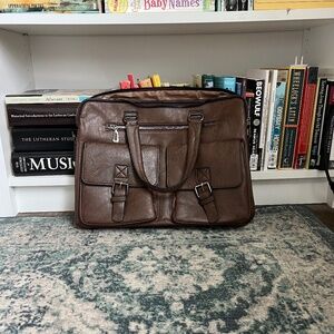 Leather Computer Briefcase Perfect Condition Never Used Great Pockets Unbranded